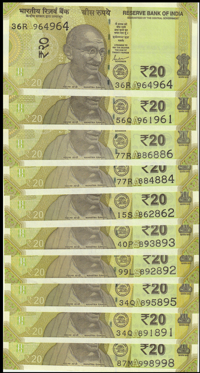 India 20 Rupees Governor Shaktikanta Das Fine Banknote 10 Pcs 302 india-20-rupees-governor-shaktikanta-das-fine-banknote-10-pcs-302