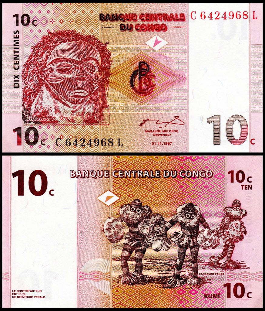 congo 10 francs 2002