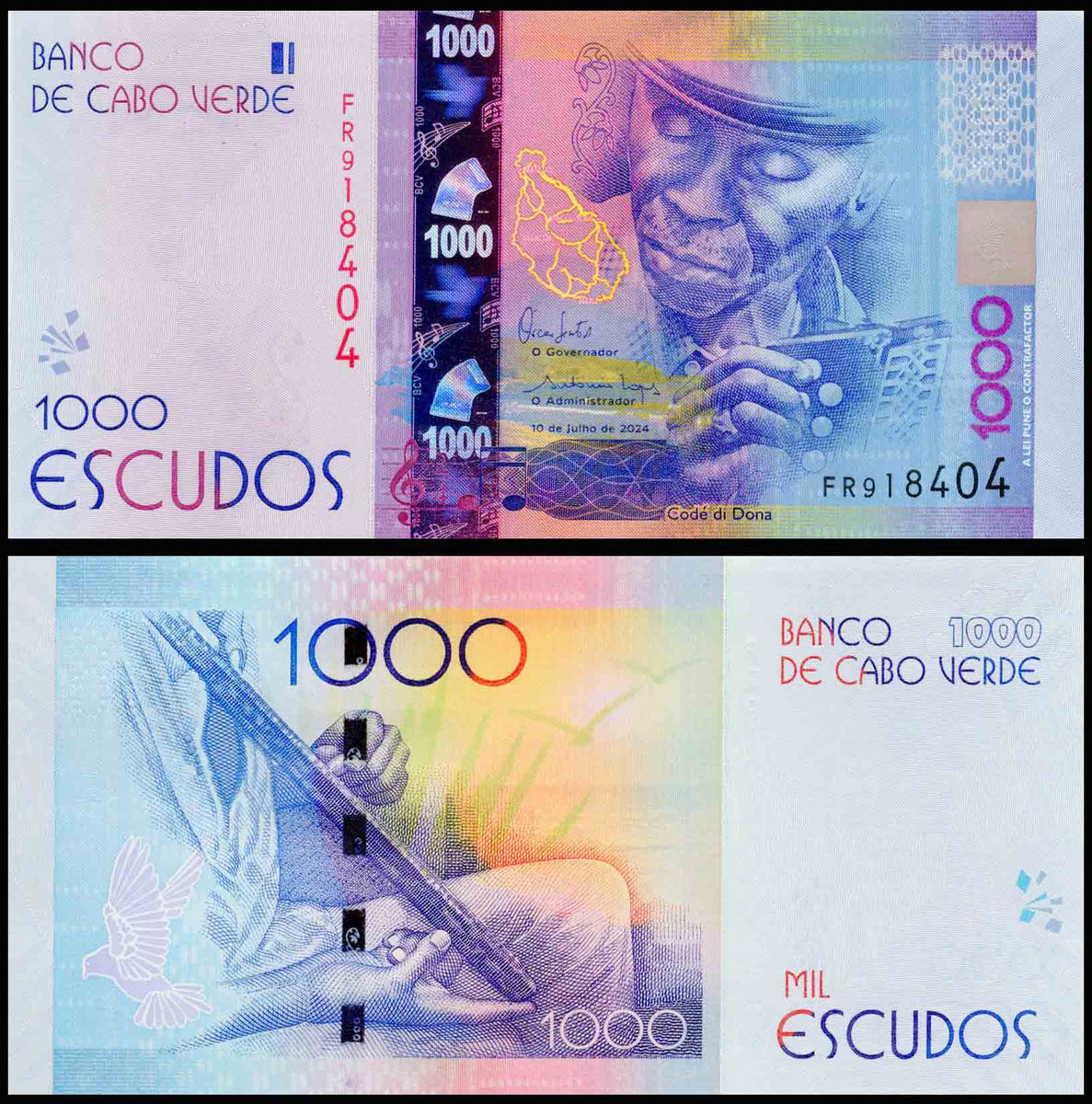 Cape Verde 1000 Escudos holographic strip UNC Banknote M32 ...
