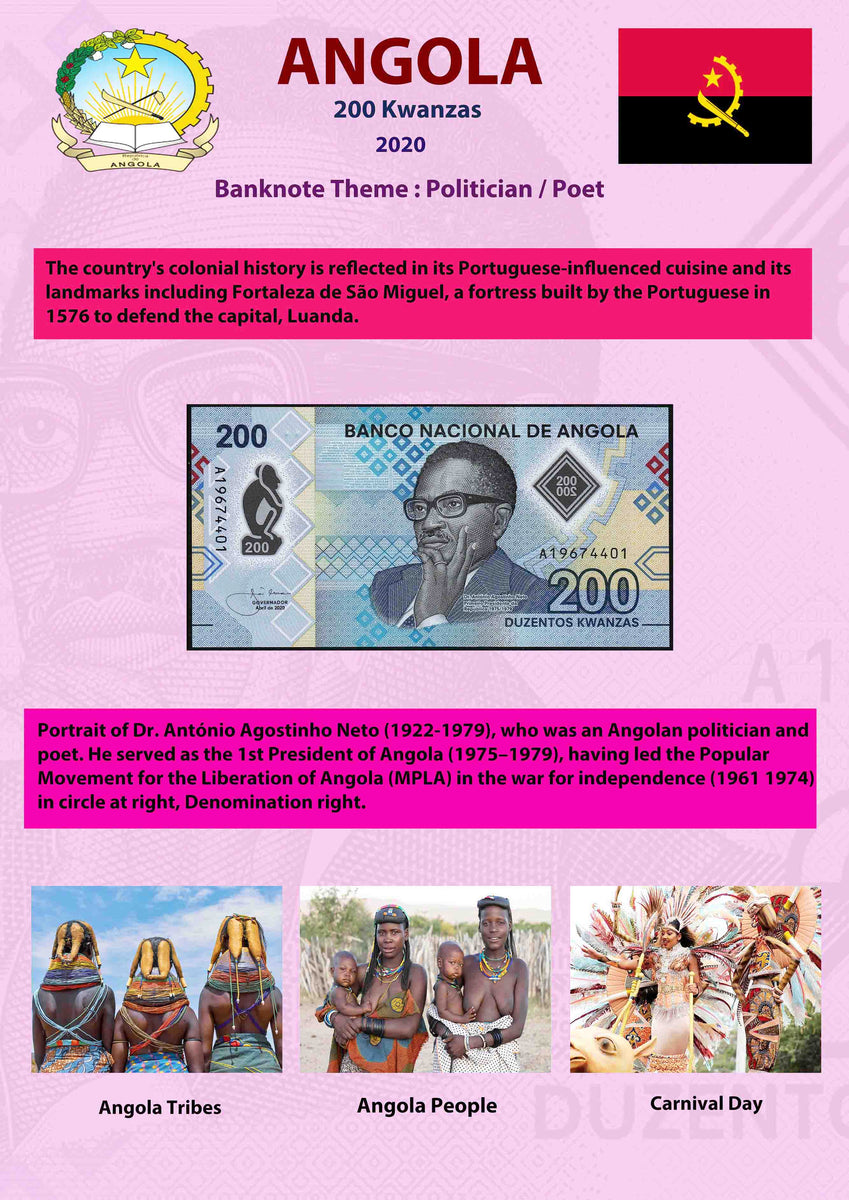 Angola 200 Kwanzas Information Sheet – Banknotecoinstamp