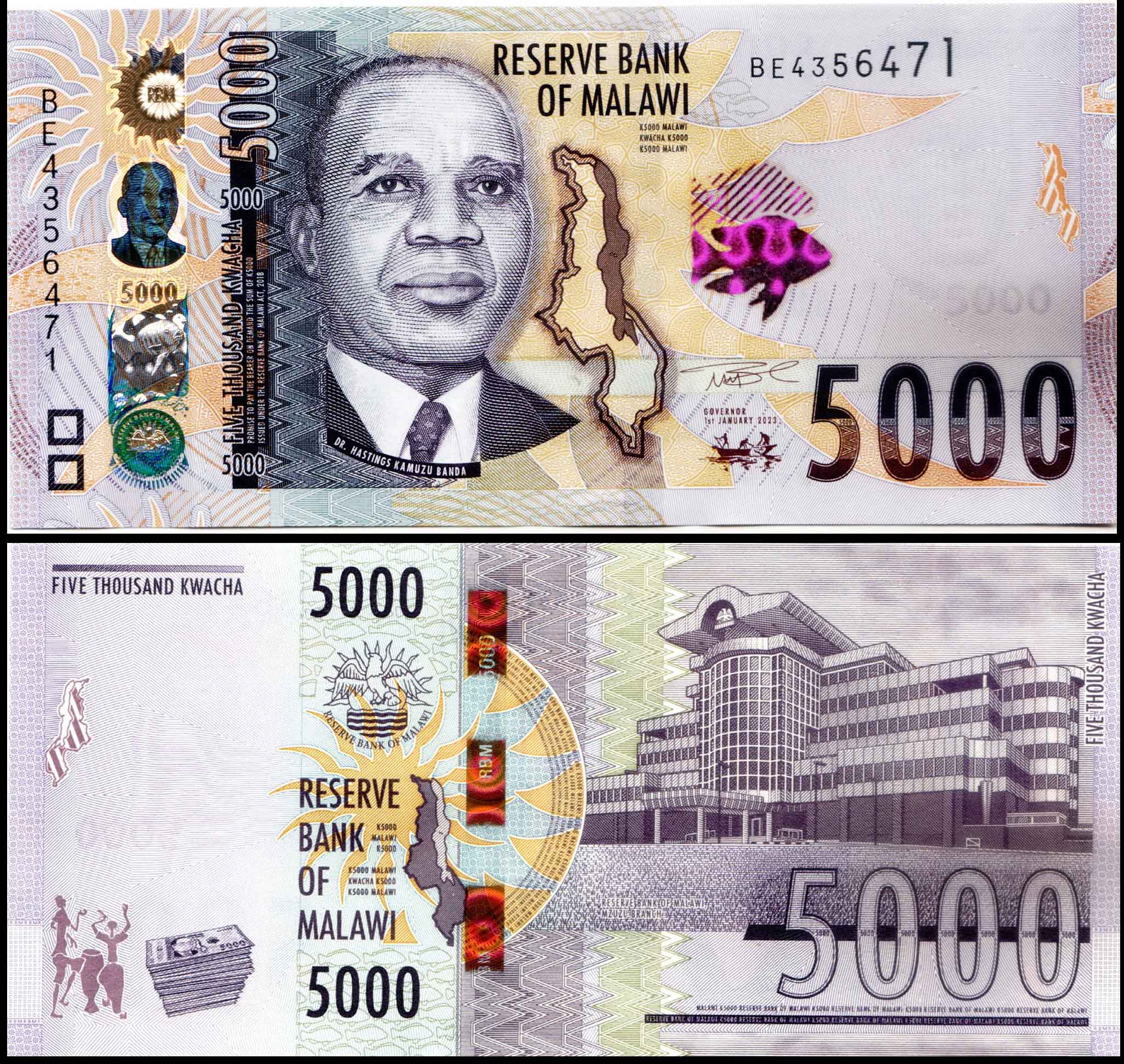 Malawi Kwacha 5000 Very Fine Banknote – Banknotecoinstamp
