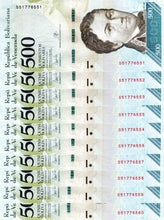  Venezuela 500 Bolivares ( S51776551 - S51776560 ) 10 Banknotes