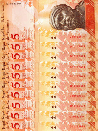  Venezuela 5  Bolivares ( D10132604 - D10132694) 10 Banknotes