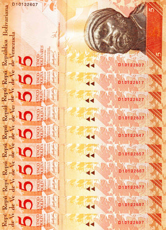 Venezuela 5 Bolivares ( D10132607 - D10132697 )10 Banknotes