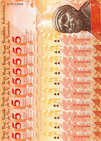 Venezuela 5 Bolivares ( D10132606 - D10132696 )10 Banknotes