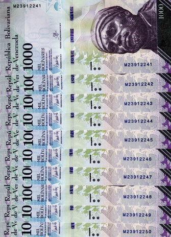  Venezuela 1000 Bolivares ( M23912241 - M23912250) 10 Banknotes