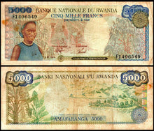  Rwanda 5000 Francs Very Used Banknote