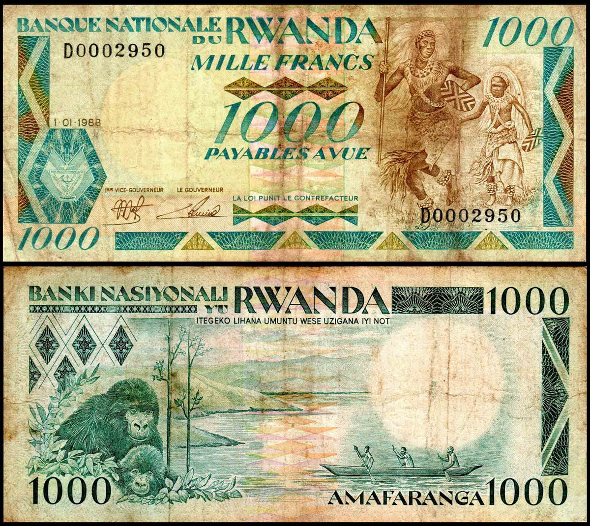 Rwanda 1000 Francs Used Banknote – Banknotecoinstamp