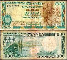 Rwanda 1000 Francs Very Used Banknote