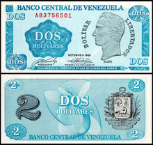  Venezuela 2  Bolivares Fine Banknote