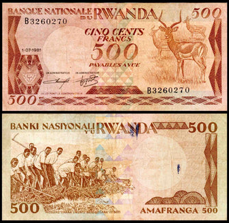Rwanda 500 Francs Very Used Banknote