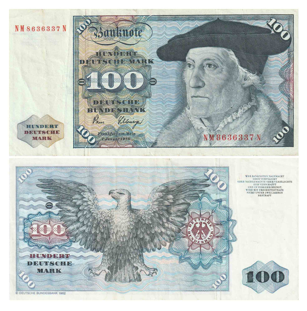 Germany 100 Deutsche Mark 1980 - Federal Republic Used Banknote