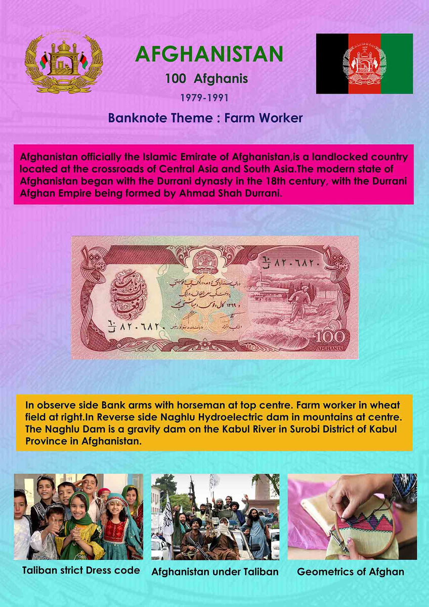 Afghanistan 100 Afghanis Information Sheet – Banknotecoinstamp