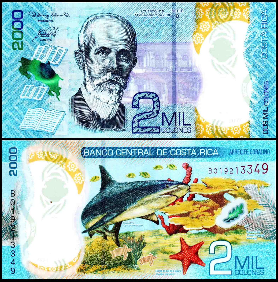 Costa Rica 2,000 Colones Used Polymer Banknote – Banknotecoinstamp