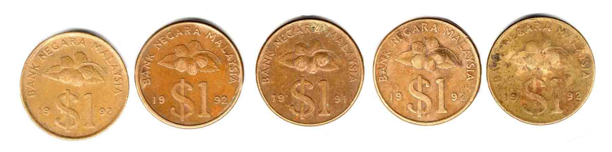 Malaysia 1 Ringgit Used 5 Coins – Banknotecoinstamp
