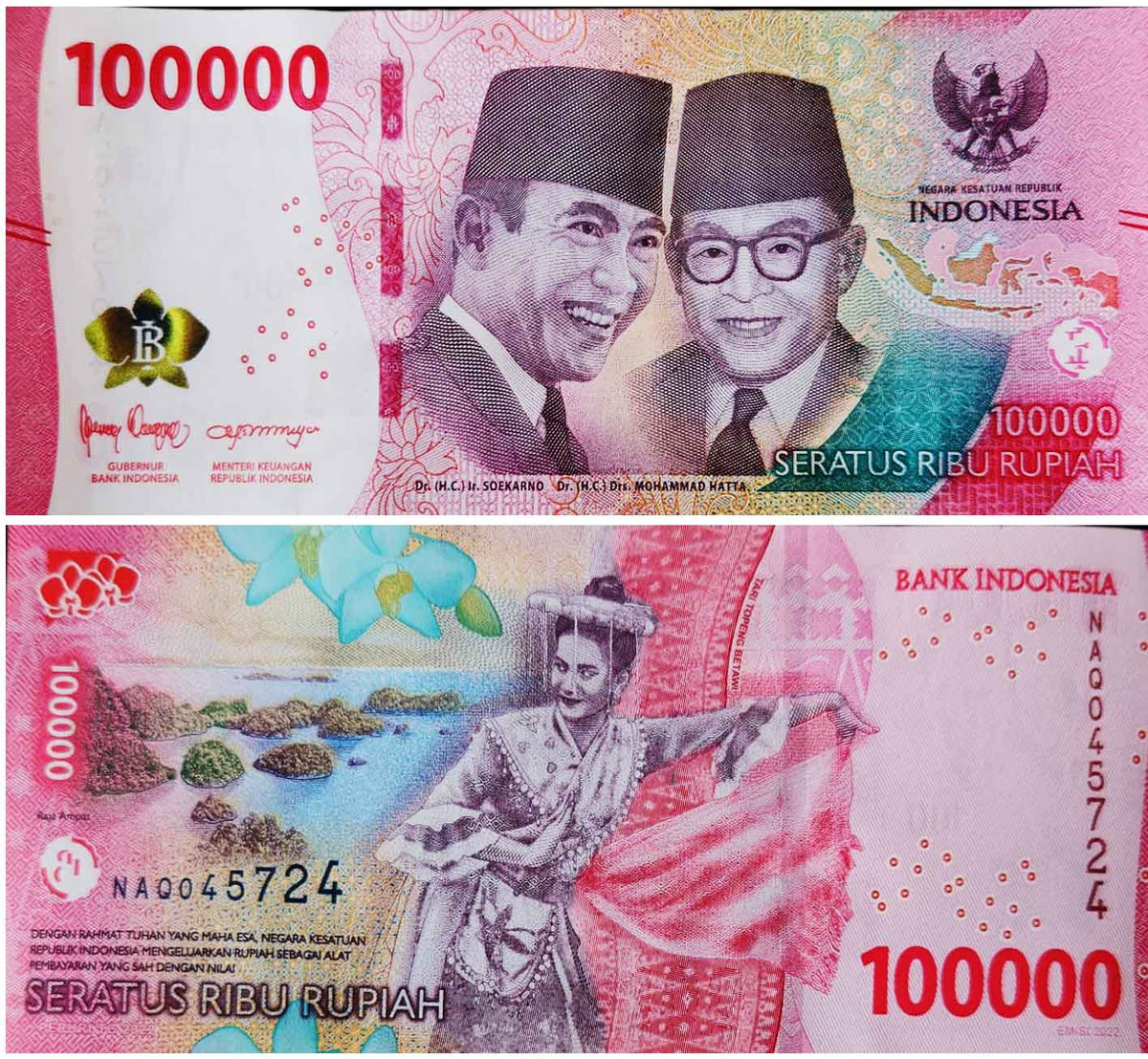 Indonesia 100000 Rupiah, 2022 Very Fine Banknote – Banknotecoinstamp