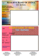 Ten Rupees  Banknotes – Exhibition Printing  Sheets D1 – D50