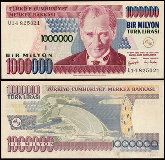 Turkey 1 Million Lirasi Used Condition Banknote