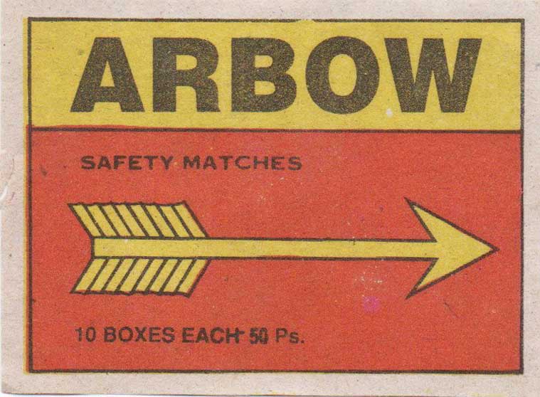 Arbow Used Match Box Label – Banknotecoinstamp