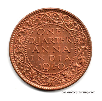 India One Quarter Anna 1940 Used Coin