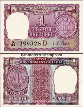 India 1 Rupee Governor I.J. Patel Banknote