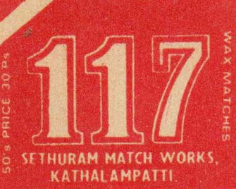 Sethuram 117 Used Match Box Label