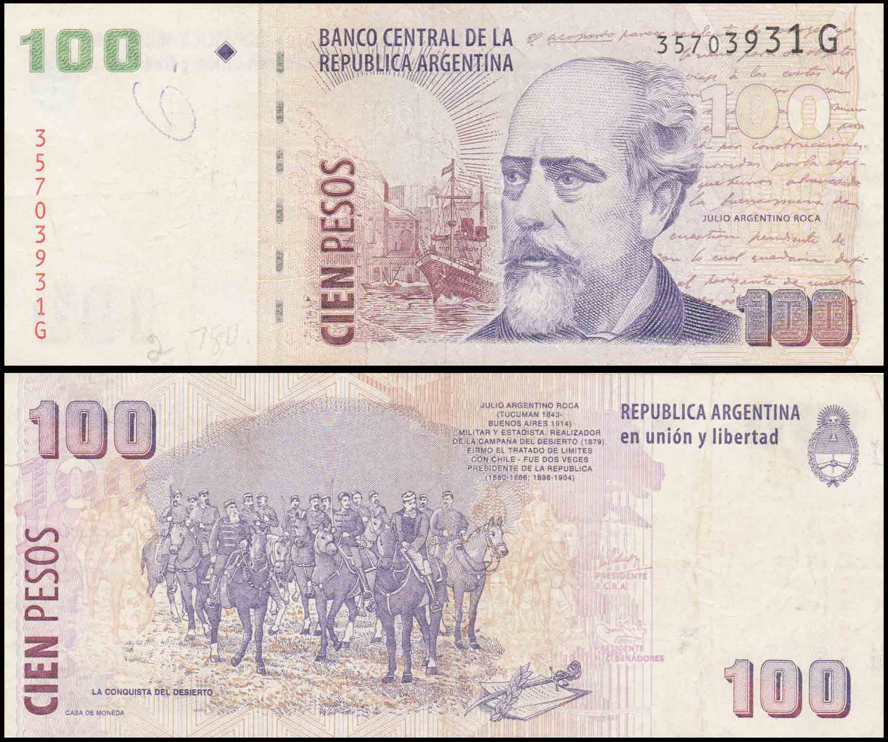 Argentina 100 Pesos / used Papermoney – Banknotecoinstamp