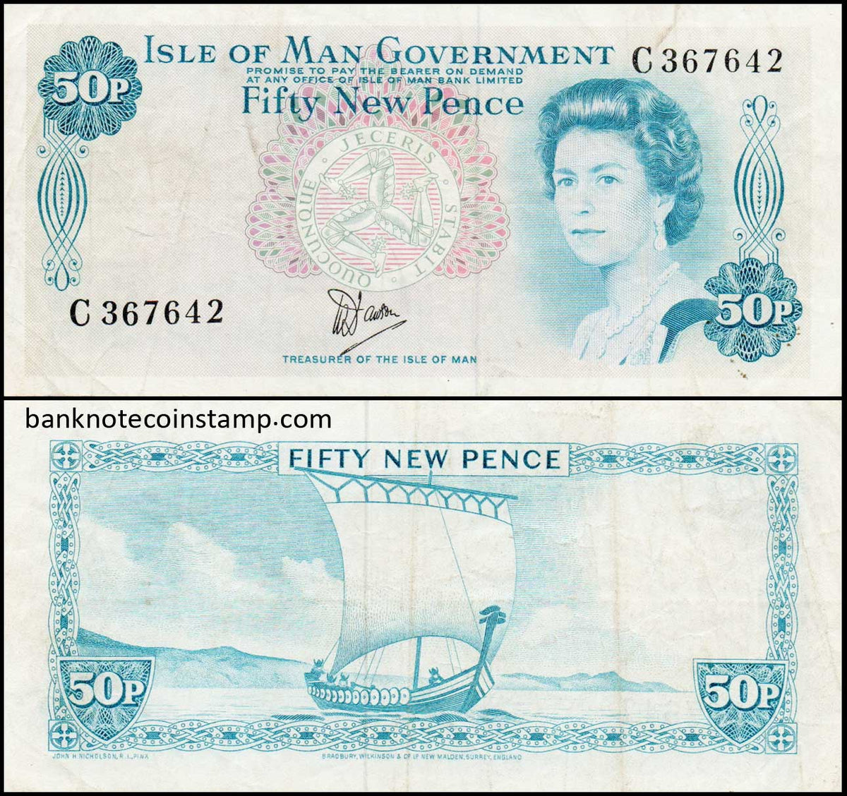 Isle Of Man 50 New Pence Very Used Banknote – Banknotecoinstamp