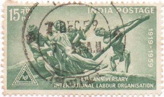 India 40th Anniversary Of International Labour Organization Postage Used Stamp