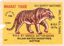Bharat Tiger Safety Damaged Match Box Label