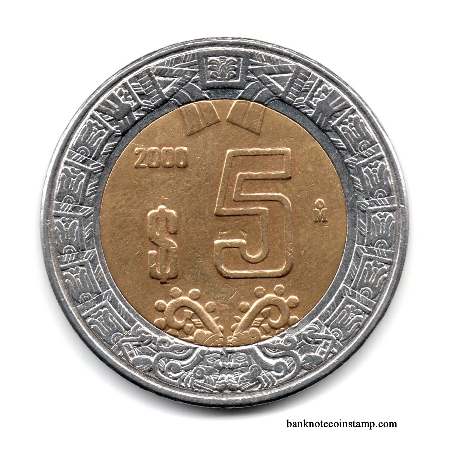 Mexico 5 Pesos Used Coin – Banknotecoinstamp