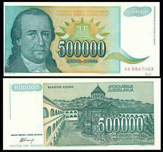 Yugoslavia, 500000 Dinara, 1993