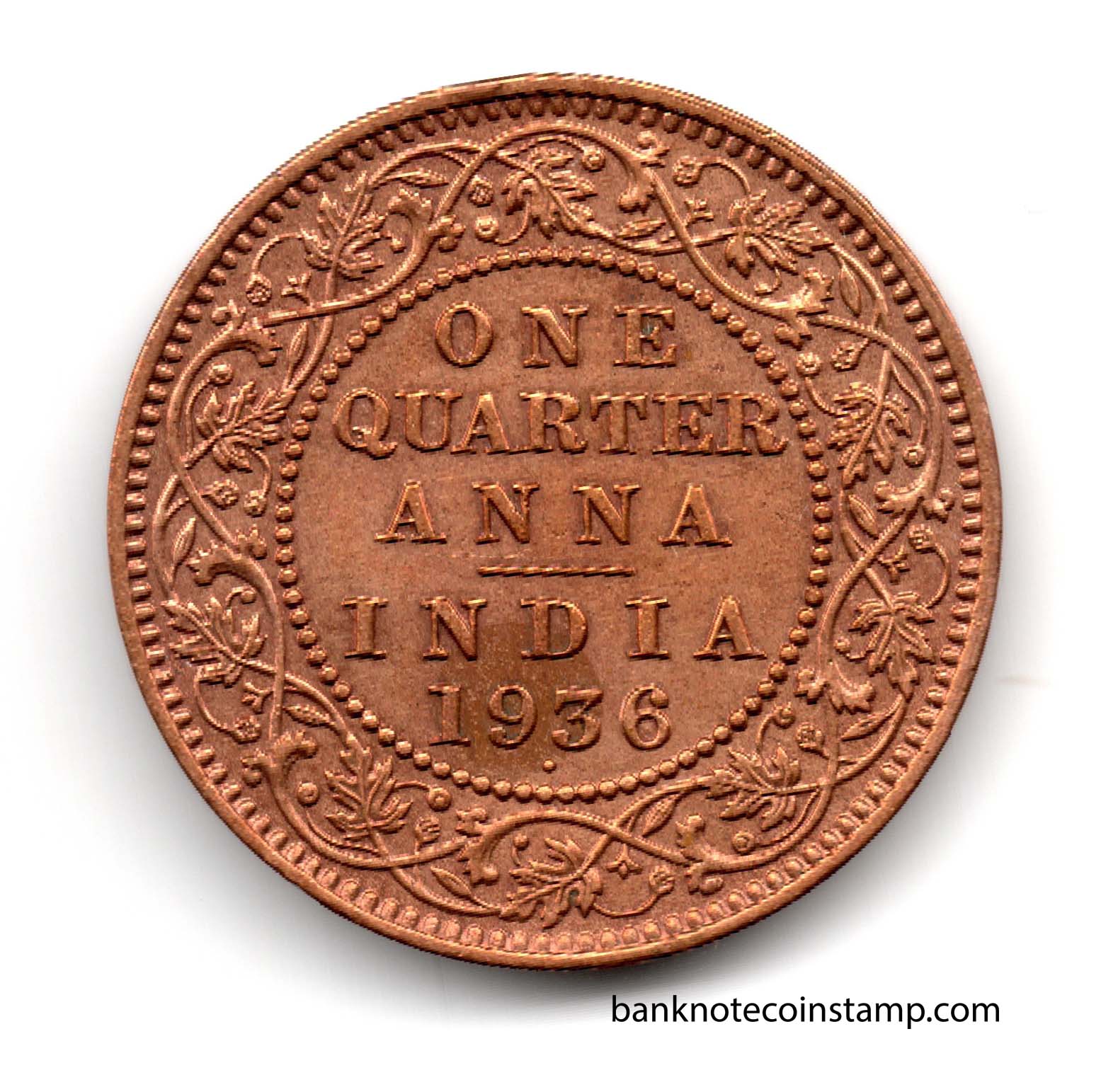 British India George V King Emperor One Quarter Anna 1936 Used