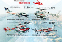 Burundi Air Helicopter Ambulance Miniature Stamp