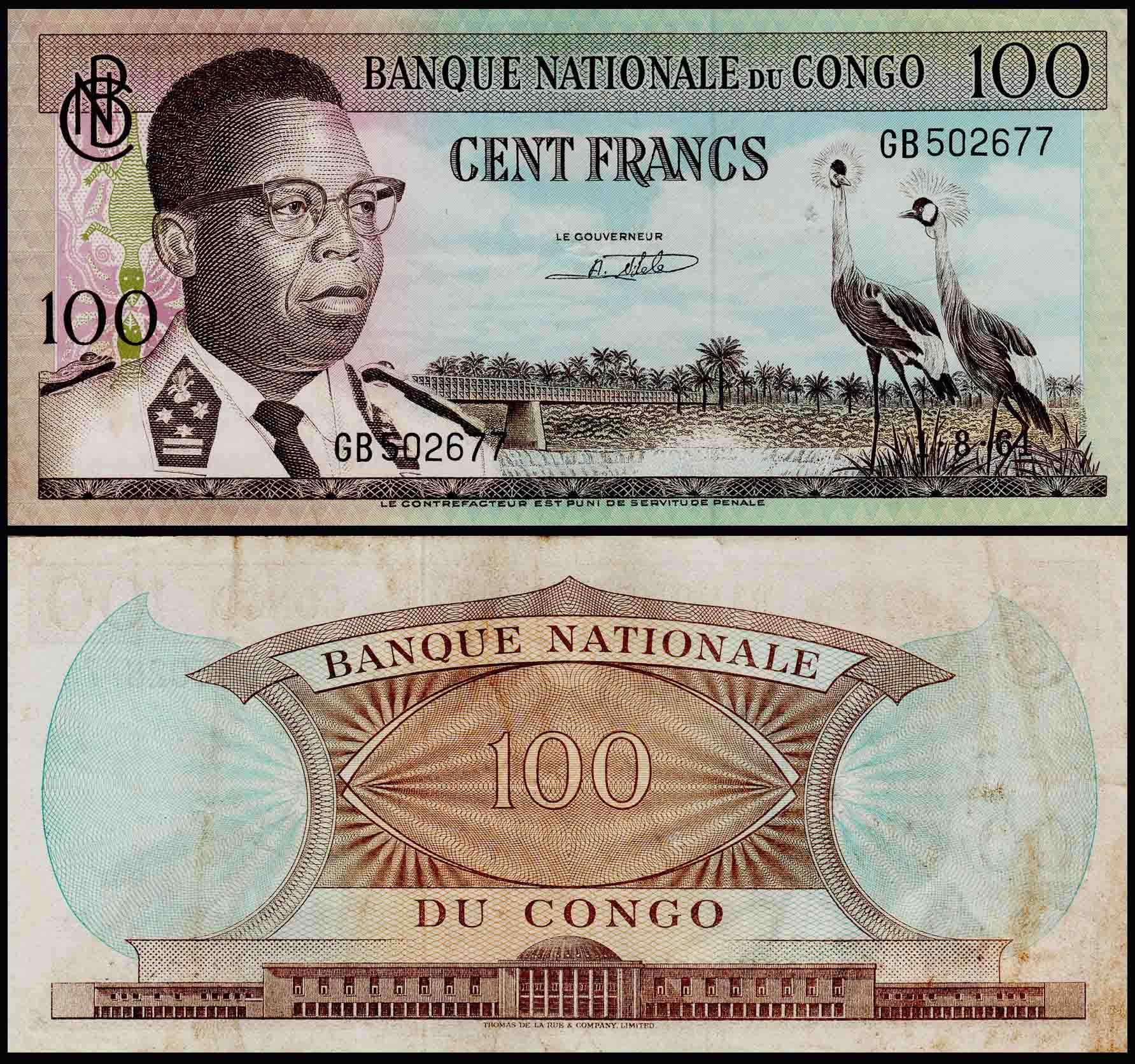 Democratic Republic of the Congo 100 Francs Used Banknote