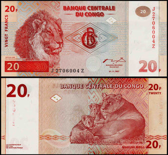 Congo 20 Francs Fine Banknote