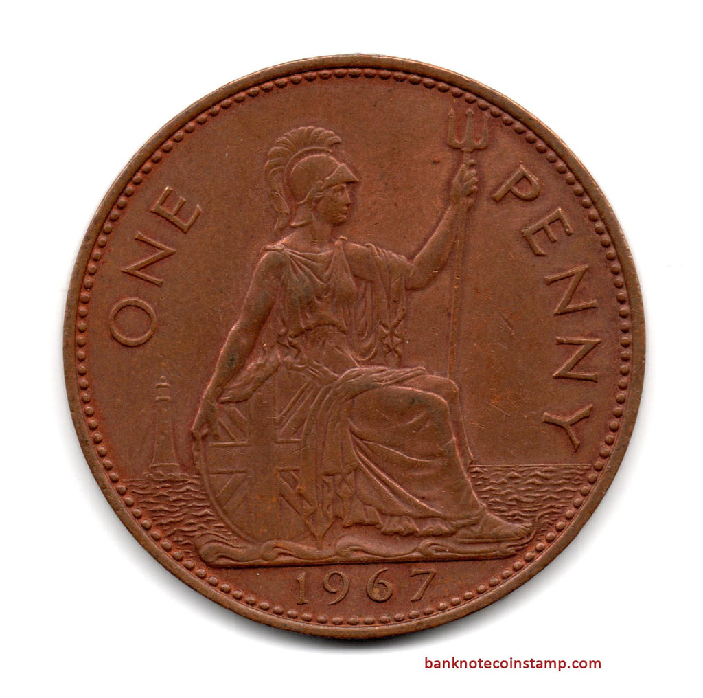 United Kingdom One penny 1967 Used Coin Banknotecoinstamp