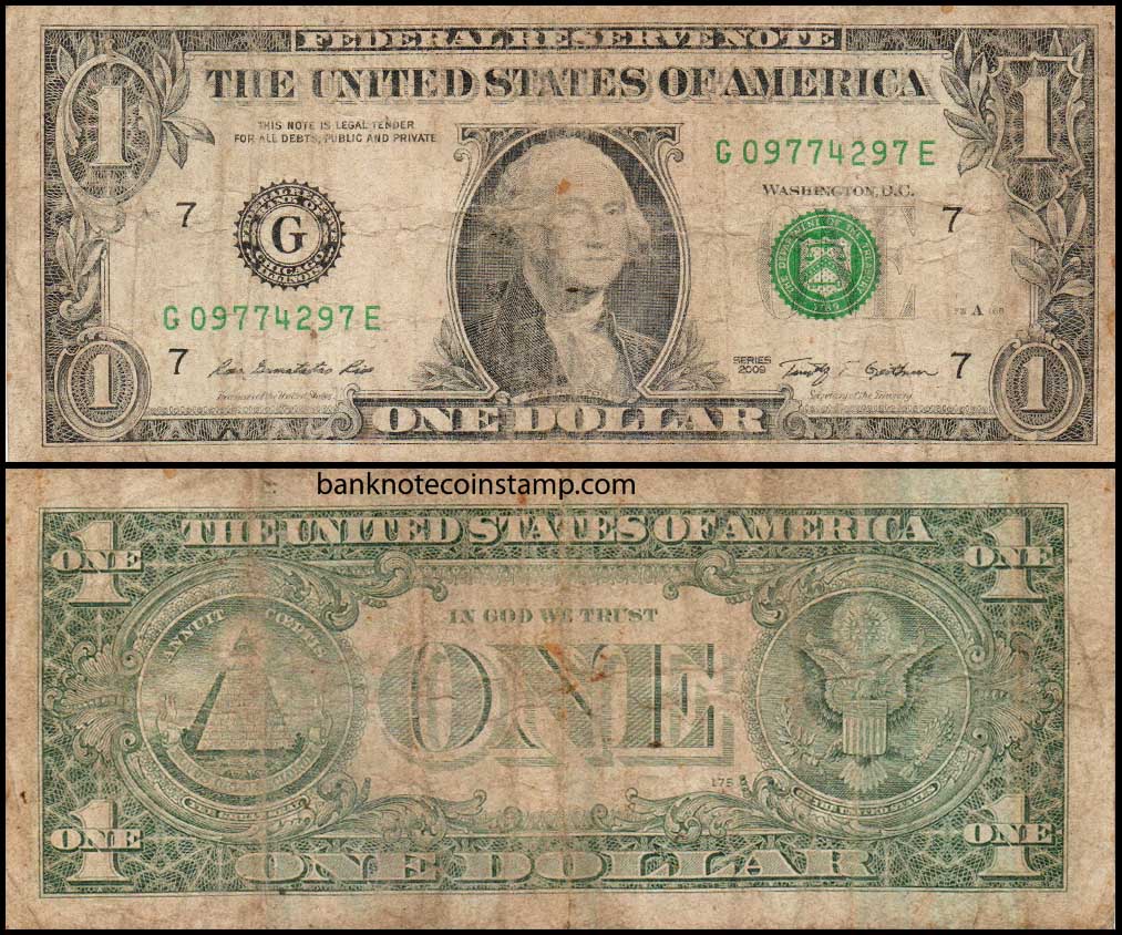 United States Of America 1 DollarUsed & Damaged Banknote ...