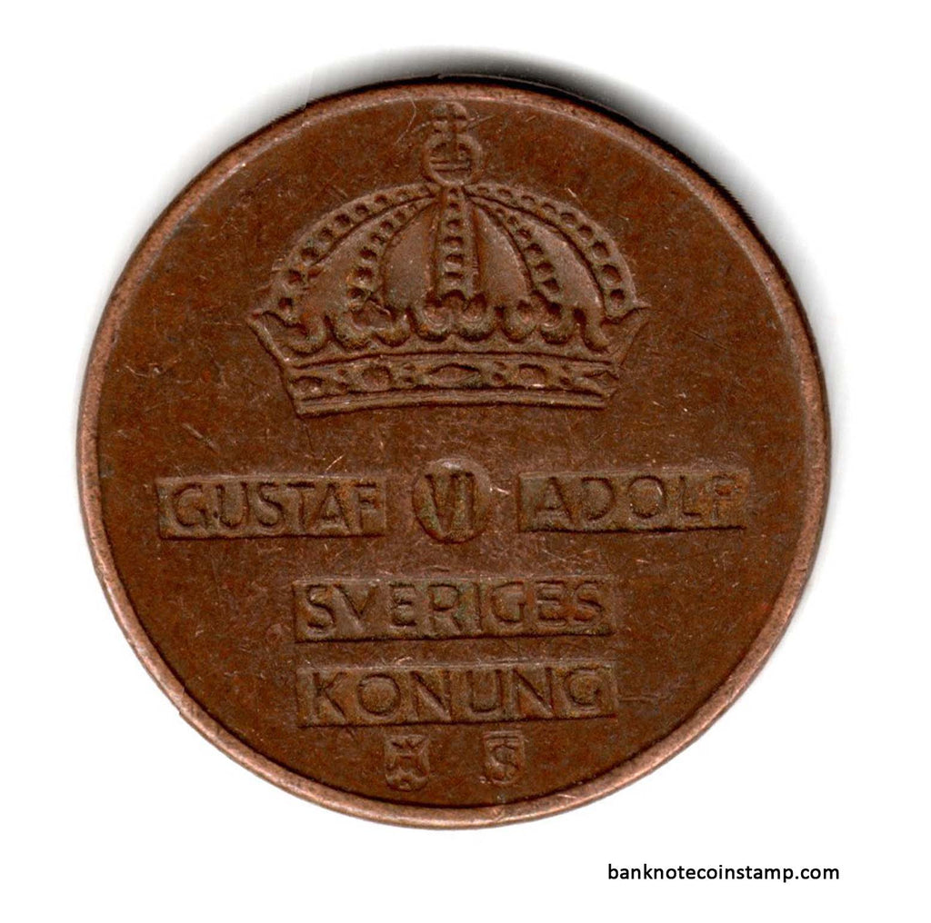 Sweden 1 re Gustaf VI Adolf Used Coin Banknotecoinstamp