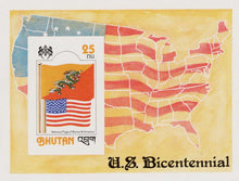 Bhutan National Flags Of Bhutan and America Miniature Sheet