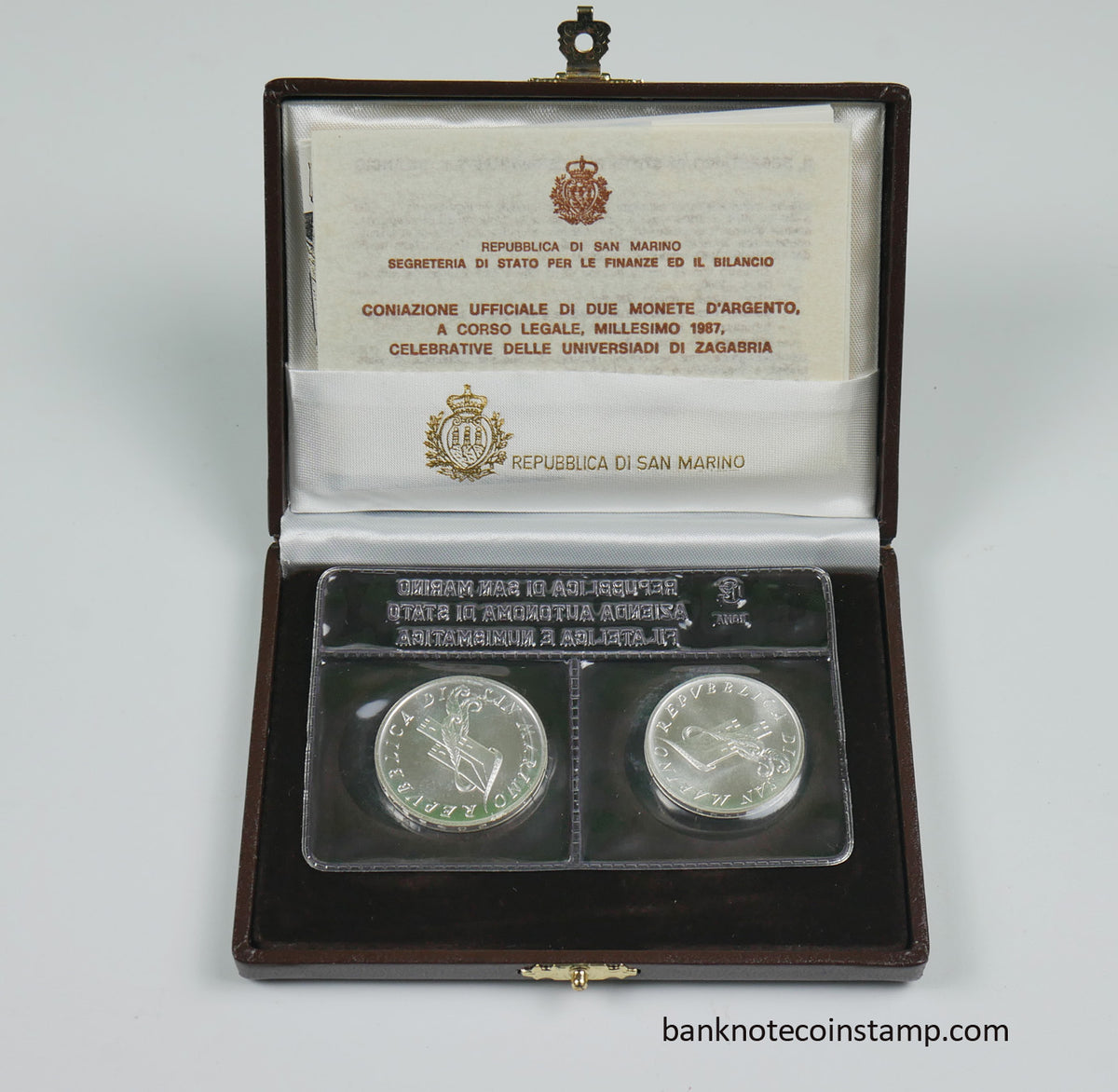 San Marino 500 & 1000 Lire 1987 Universiade Zagreb Silver Coins ...