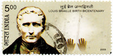 India Louis Braille Birth Bicentenary Used Postage Stamp