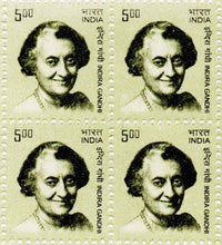 India Indira Gandhi Block Of 4 Stamps