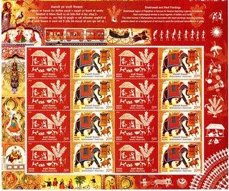 Shekawati and Warli Paintings stamps