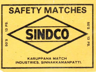 Sindco Safety (K Aruppana) Damaged Match Box Label