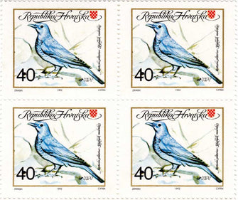Croatia Blue Rock Thrush Block Of 4 Stamps