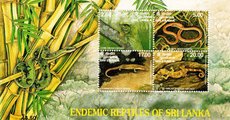 Endemic Reptiles of Sri Lanka Miniature Sheet