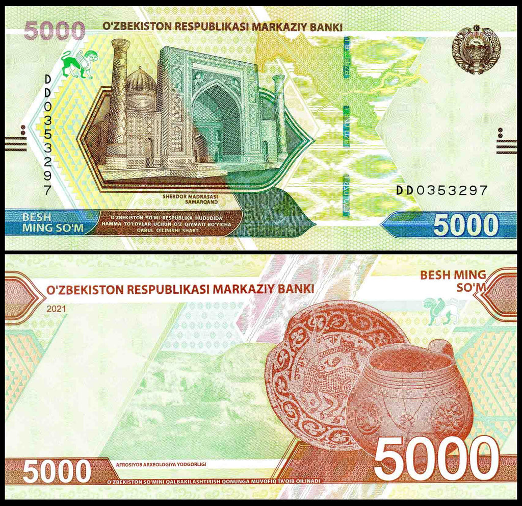 Uzbekistan 5000 Som Fine Banknote– Banknotecoinstamp