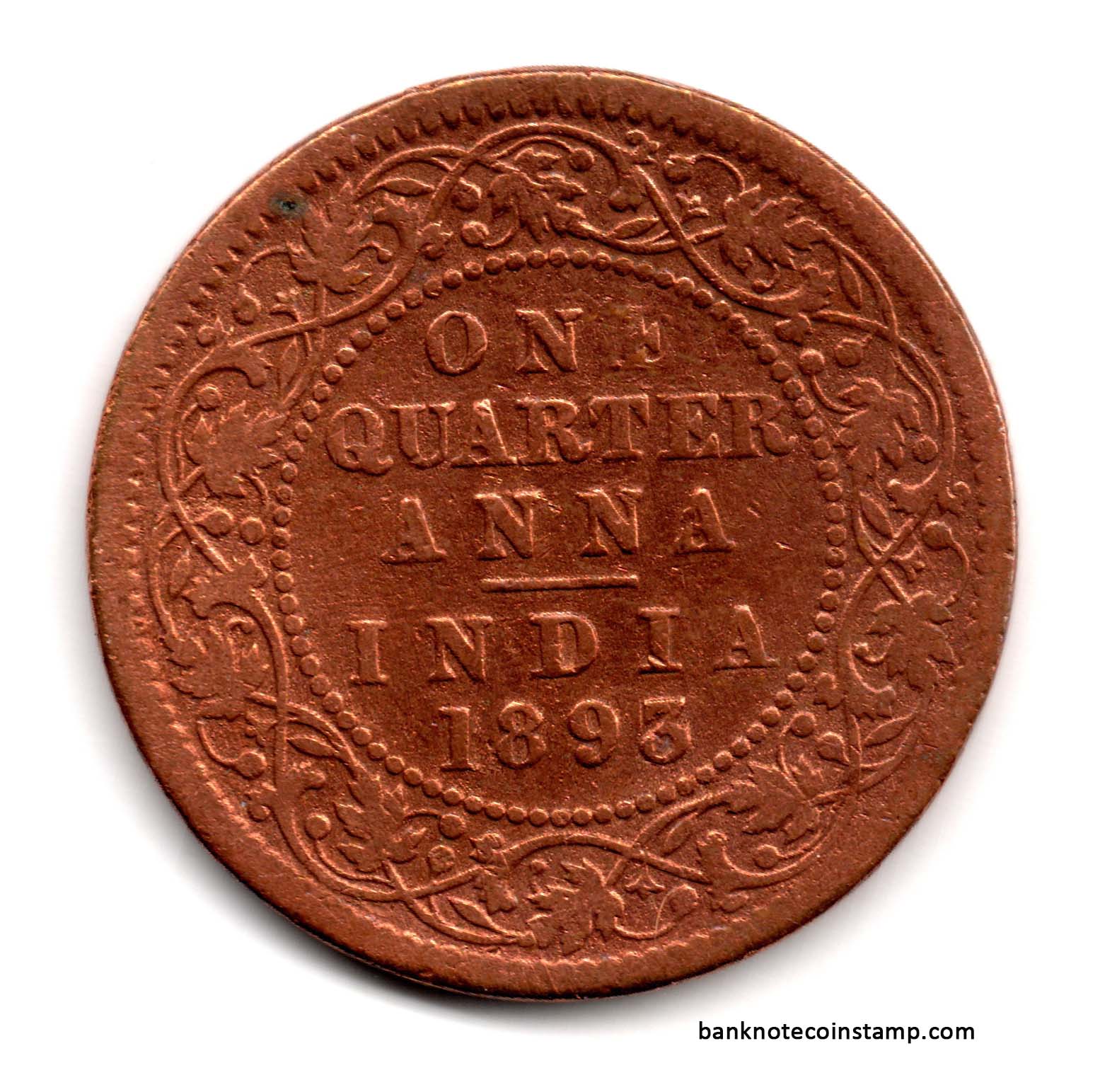 British India One Quarter Anna 1893 Used Coin Banknotecoinstamp