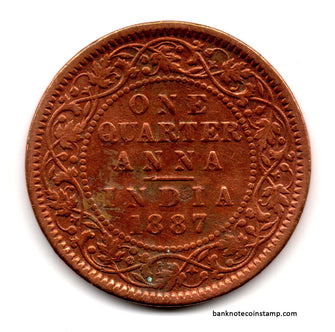 British India One Quarter Anna 1887 Used Coin